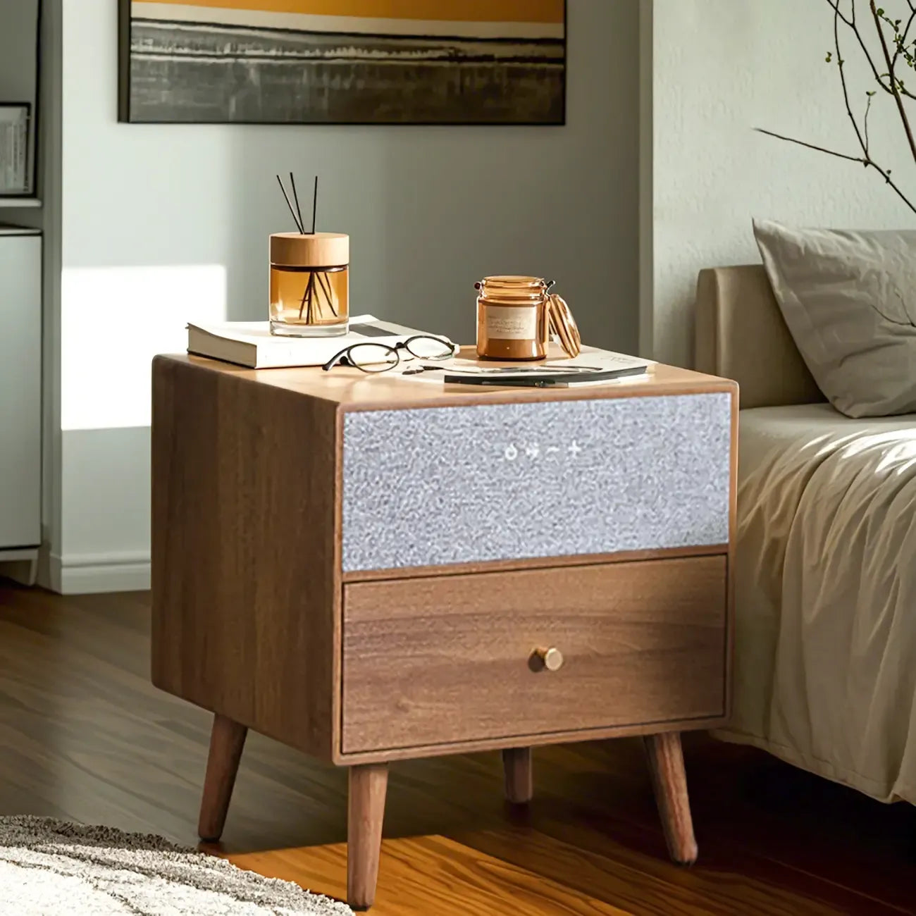Unique Coloer Block Bedside Storage Table with Stable Legs