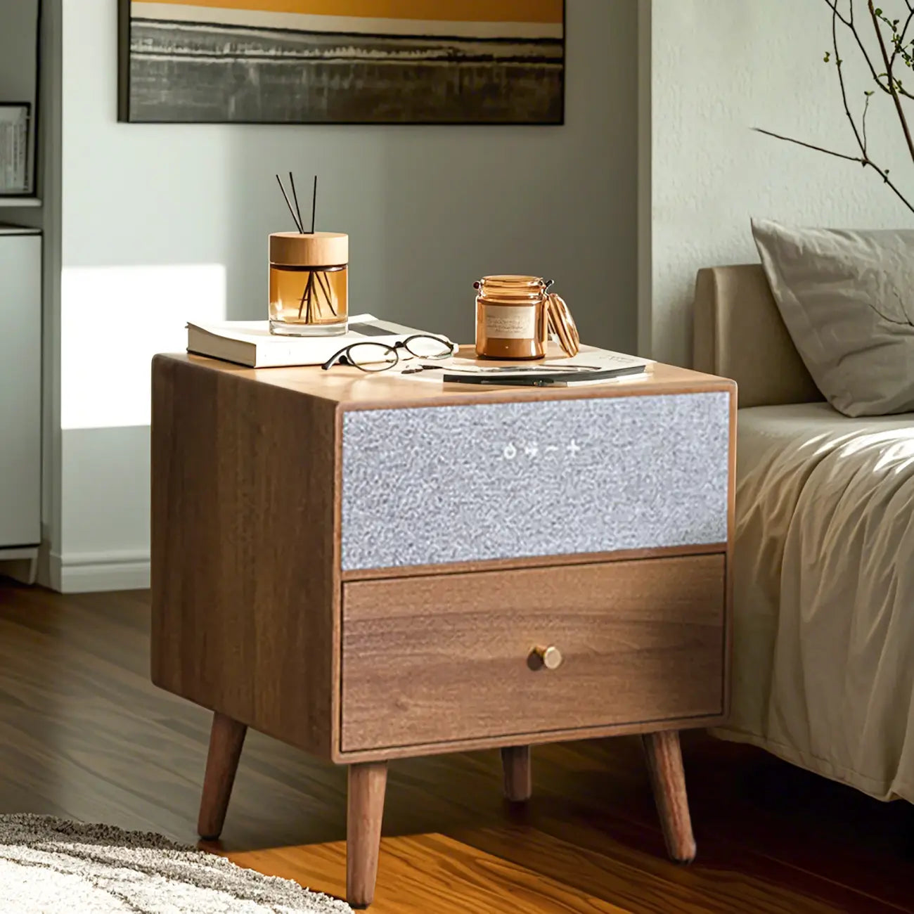 Unique Coloer Block Bedside Storage Table with Stable Legs
