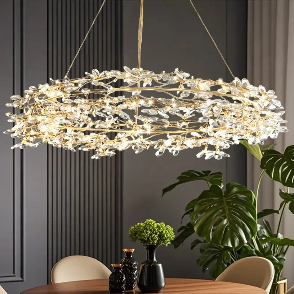 Modern Crystal Branch Chandelier with Adjustable Length
