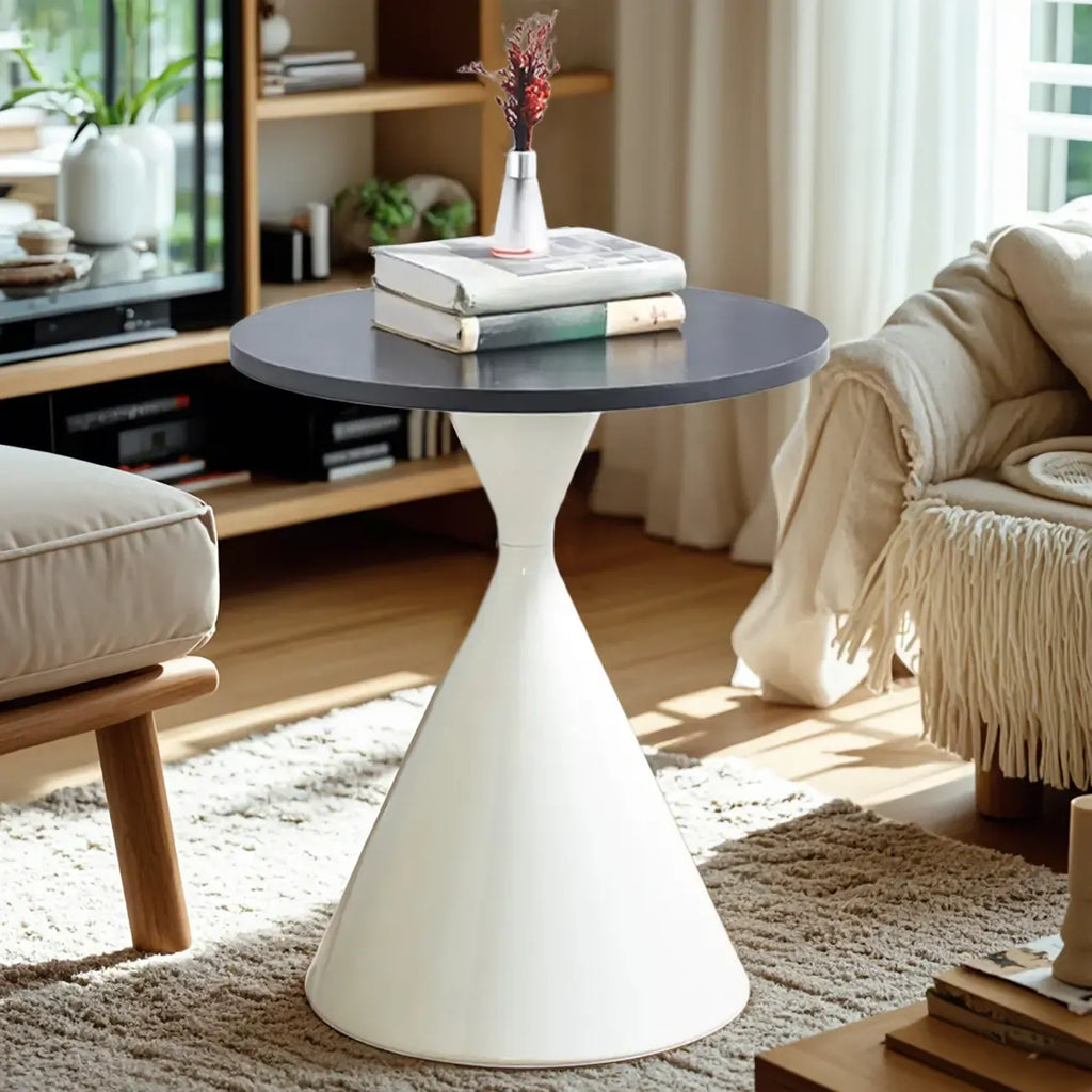 Modern Minimalist  Round Coffee Table Set with Wooden Top