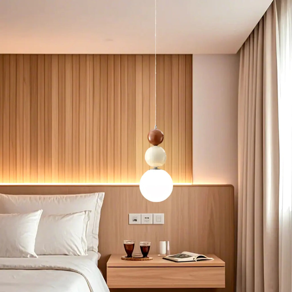Nordic 3 Globe Pendant Light with White Glass Shade for Bedroom