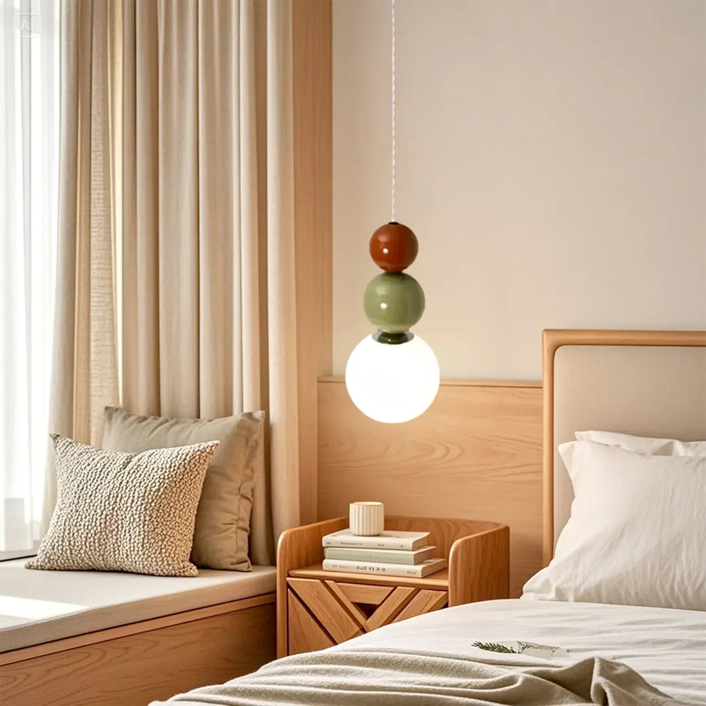 Nordic 3 Globe Pendant Light with White Glass Shade for Bedroom