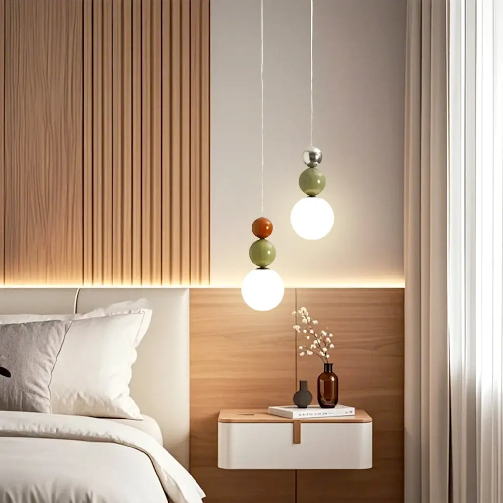 Nordic 3 Globe Pendant Light with White Glass Shade for Bedroom