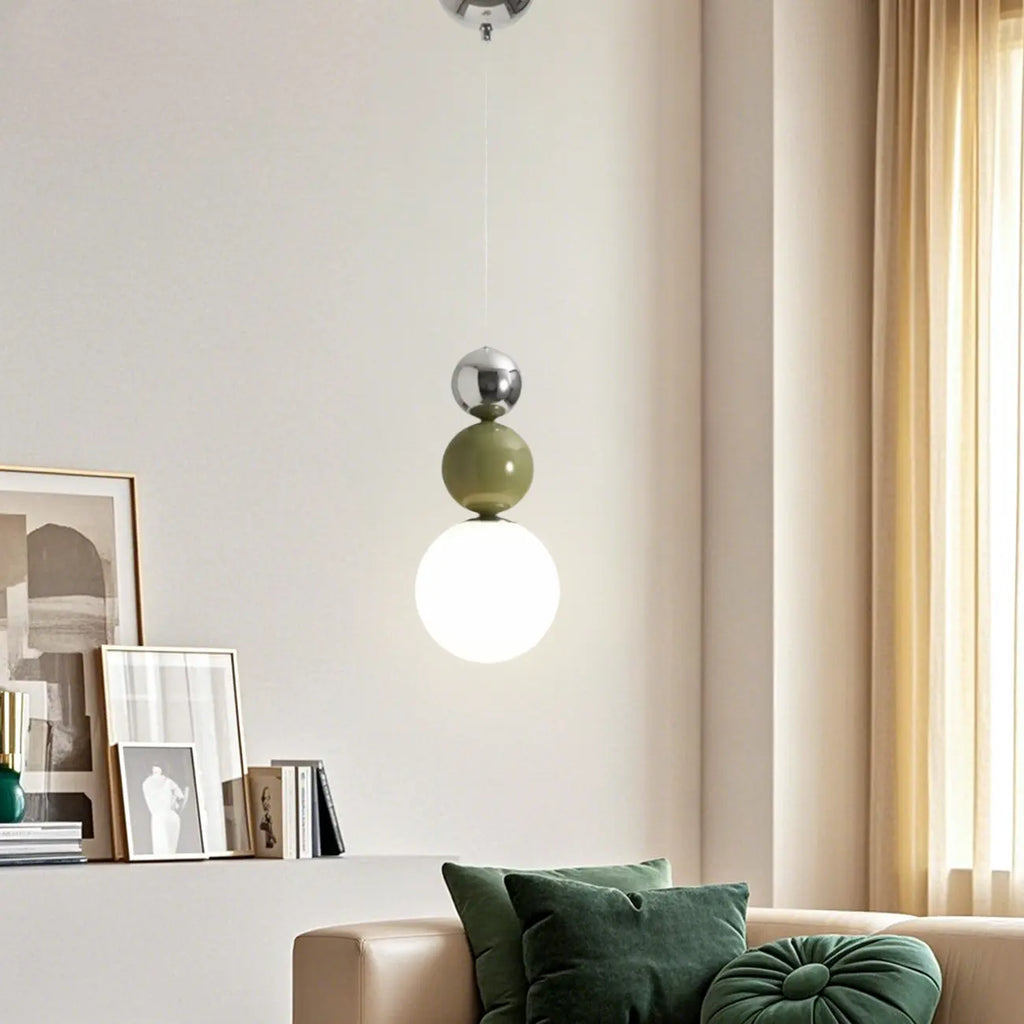 Nordic 3 Globe Pendant Light with White Glass Shade for Bedroom