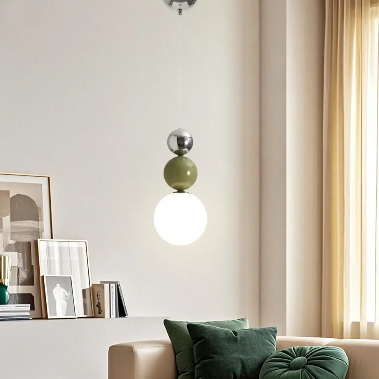 Nordic 3 Globe Pendant Light with White Glass Shade for Bedroom