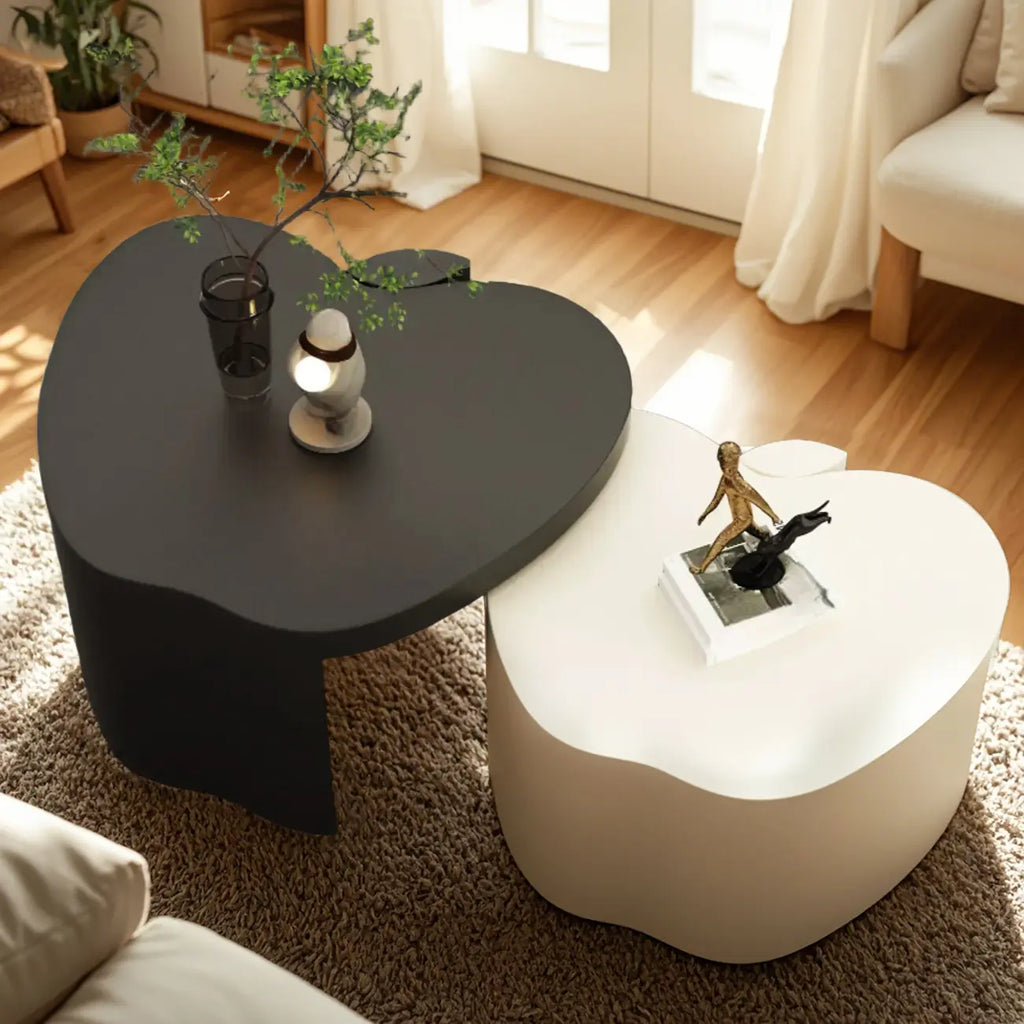 Modern Wood Apple Shape Abstract Nesting Coffee Table