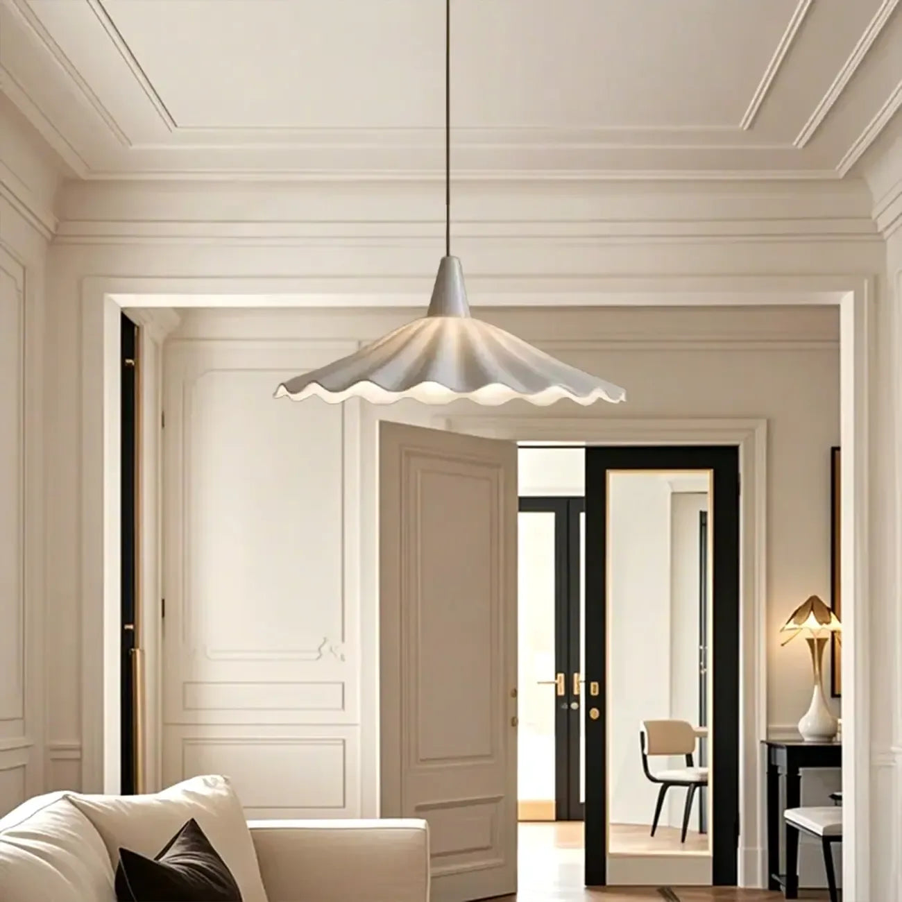 Classic Ceramic Umbrella-Shaped Pendant Light for Living Room