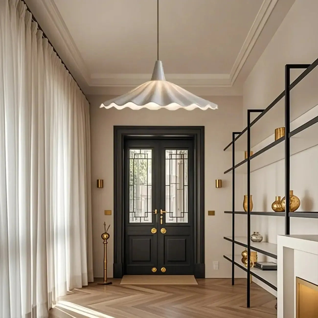 Classic Ceramic Umbrella-Shaped Pendant Light for Living Room