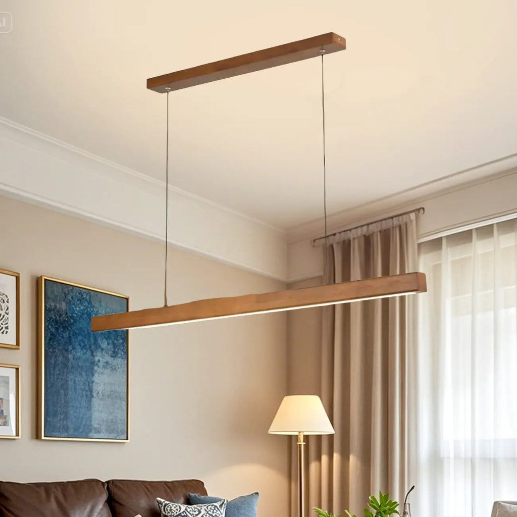 Walnut Wood Rustic Island Light in Rectangular Shape