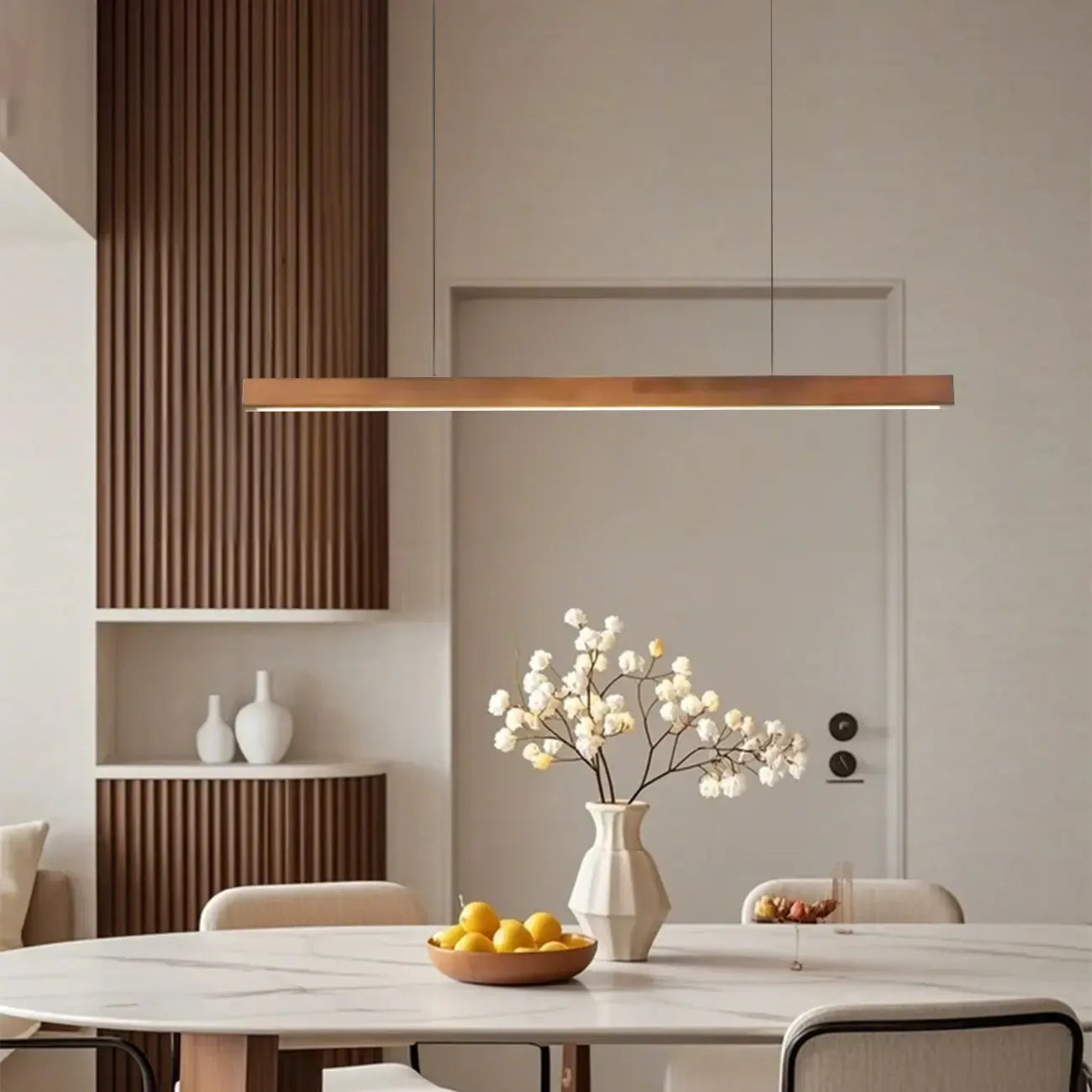 Walnut Wood Rustic Island Light in Rectangular Shape