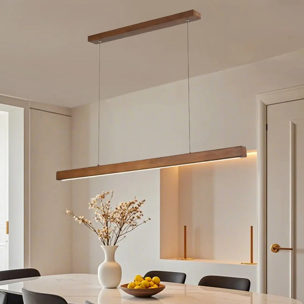 Walnut Wood Rustic Island Light in Rectangular Shape