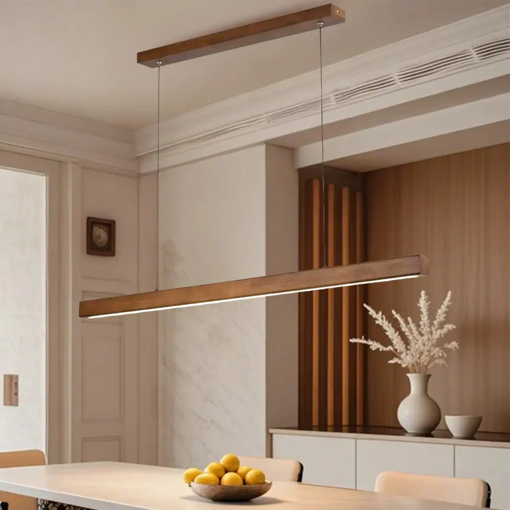 Walnut Wood Rustic Island Light in Rectangular Shape