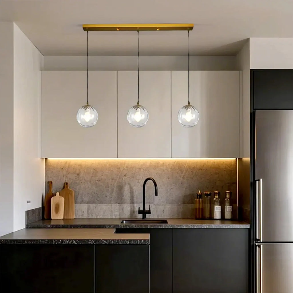 3 Lights Modern Glass Globe Island Pendant Light