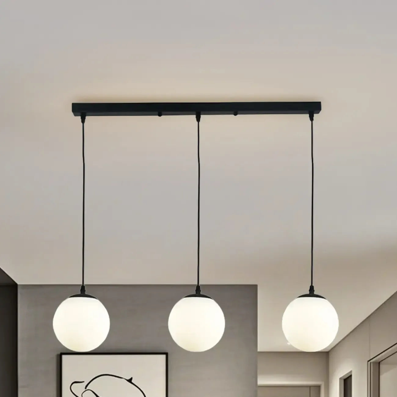 3 Lights Modern Glass Globe Island Pendant Light