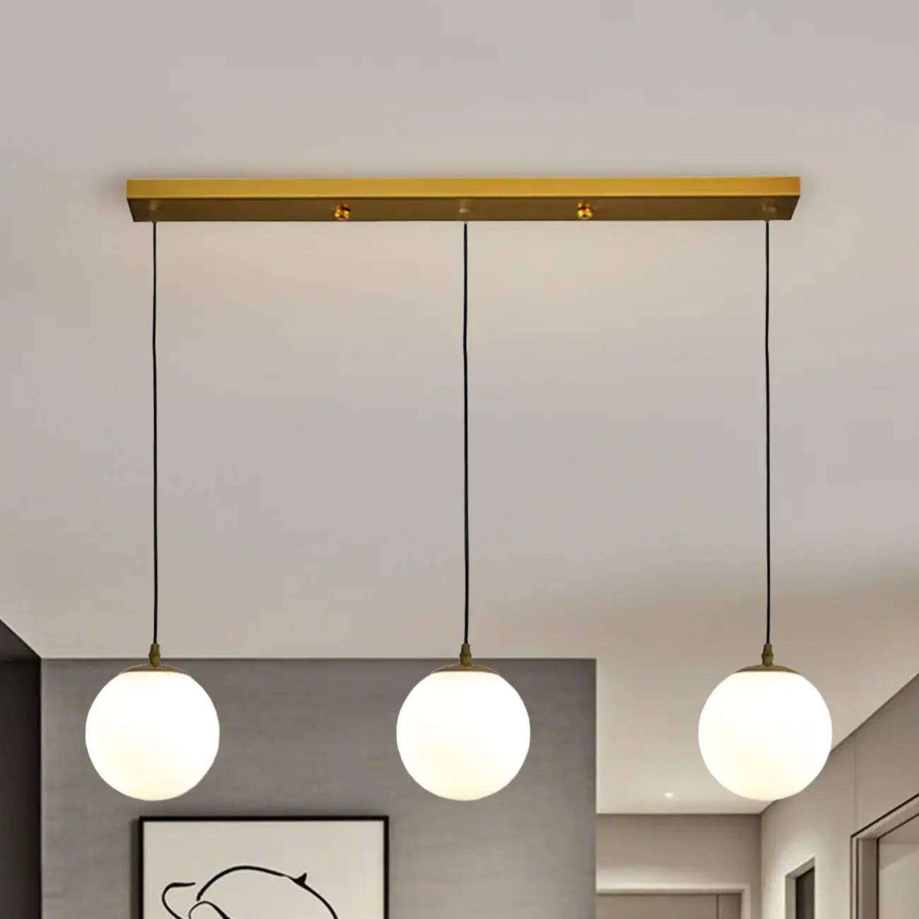 3 Lights Modern Glass Globe Island Pendant Light