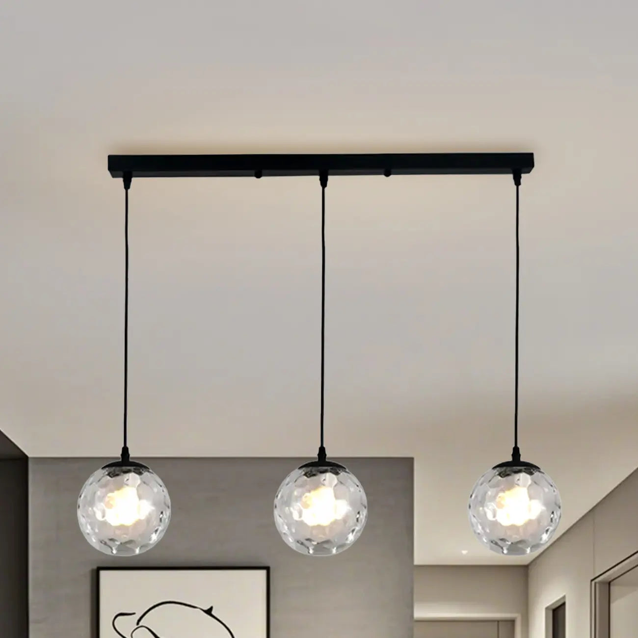 3 Lights Modern Glass Globe Island Pendant Light