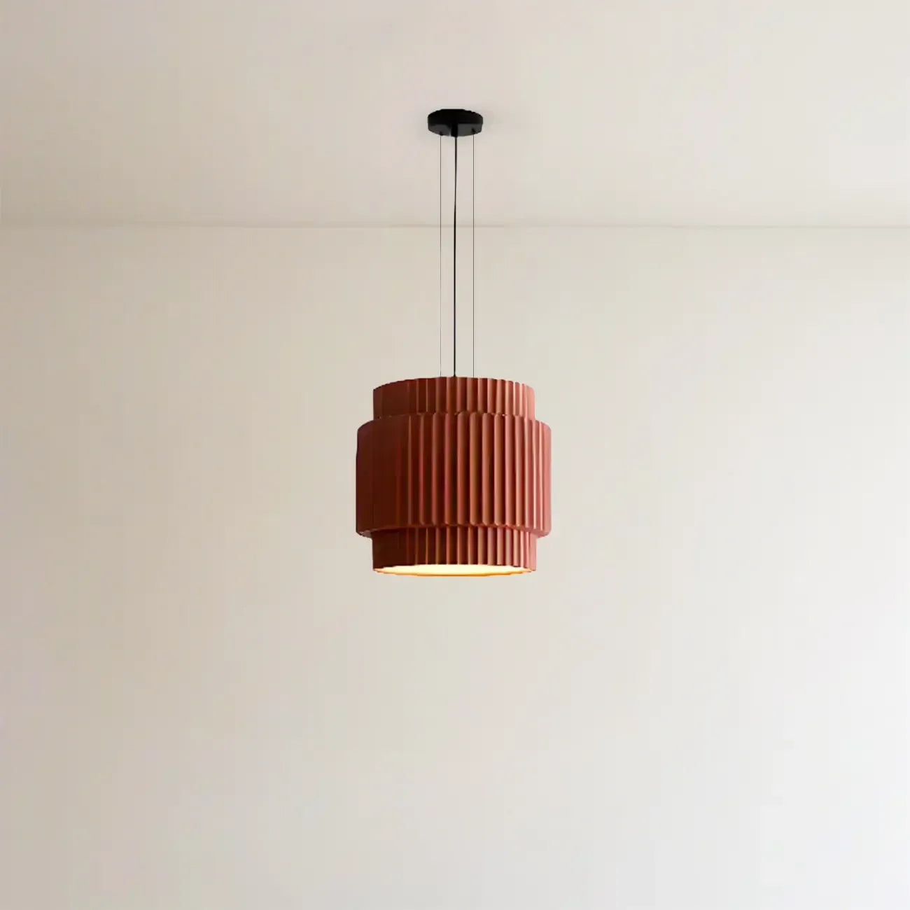 Modern White Stripe Cylinder Resin Pendant Light for Living Room