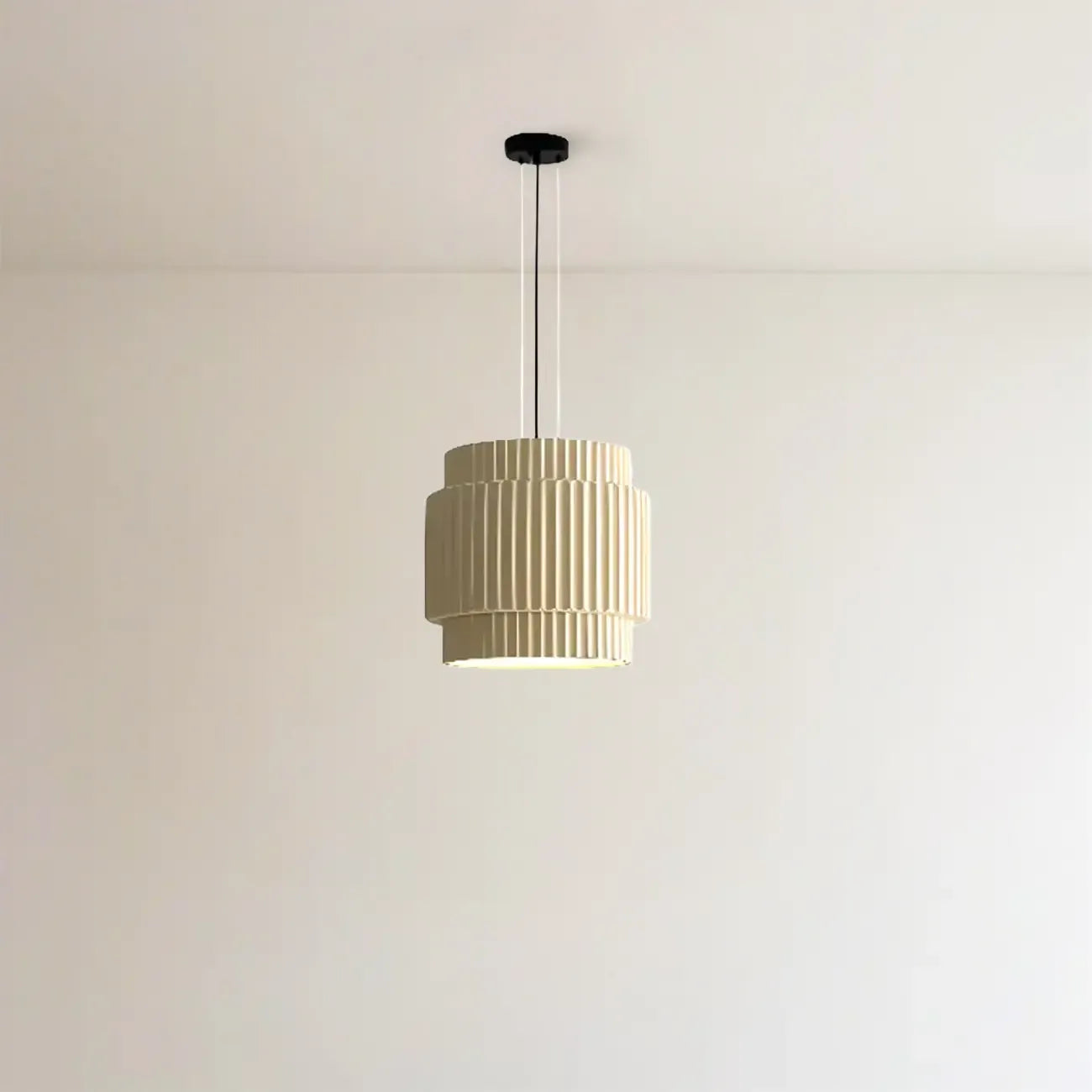 Modern White Stripe Cylinder Resin Pendant Light for Living Room
