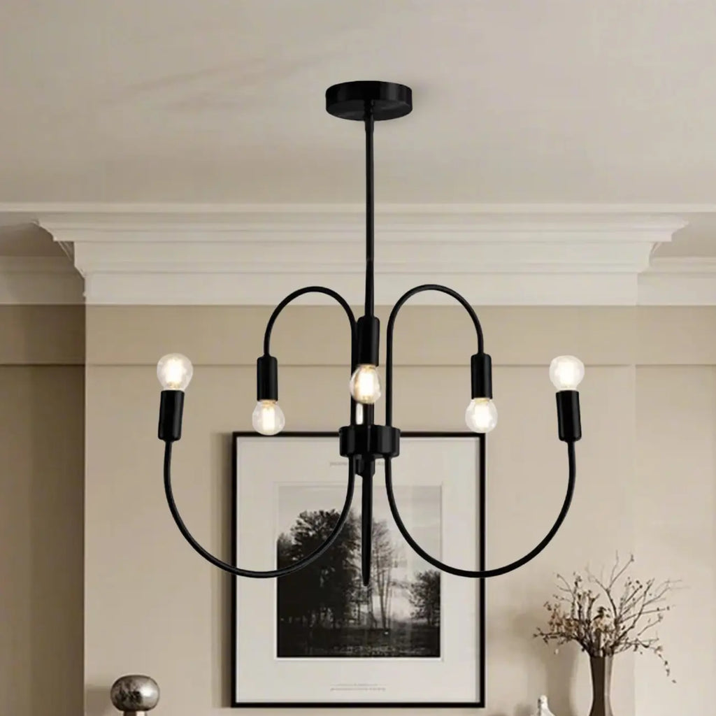 2 Tiers Industrial Black Iron Chandelier for Modern Interiors