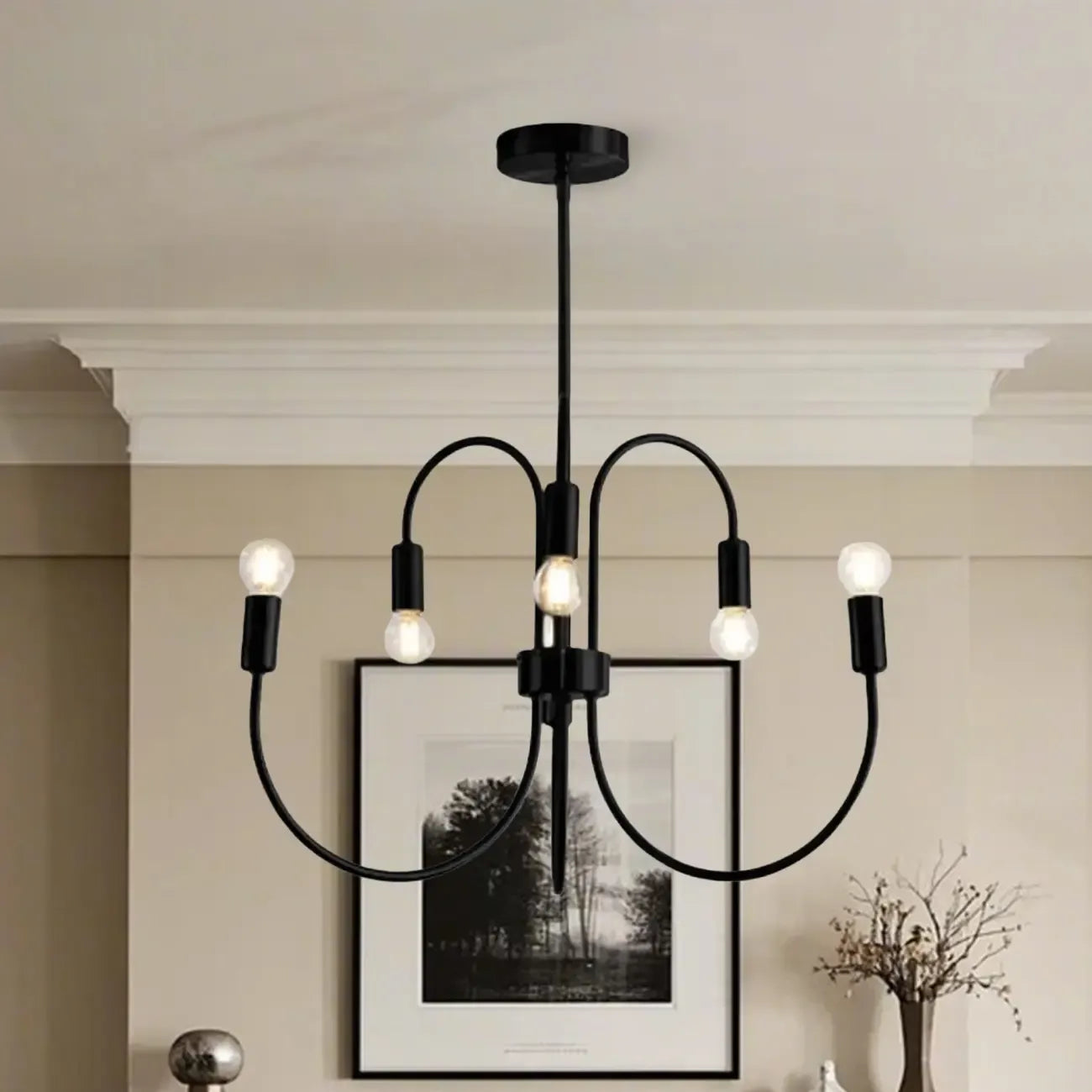 2 Tiers Industrial Black Iron Chandelier for Modern Interiors