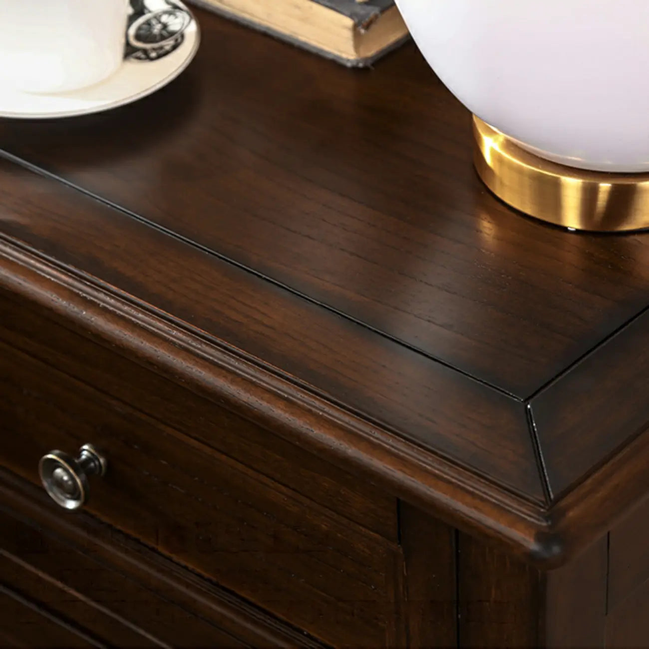 Classic Brown Espresso Wood 2-Drawer Standard Nightstand