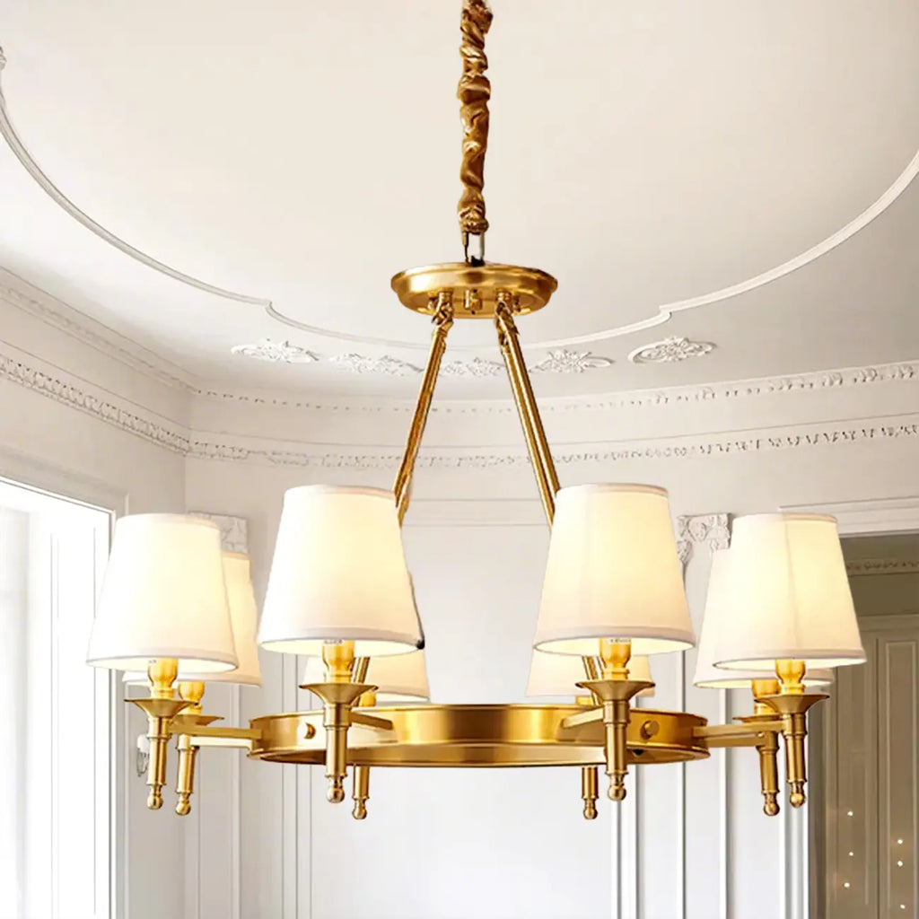 Multi-light Elegant Gold Chandelier with Fabric Shade