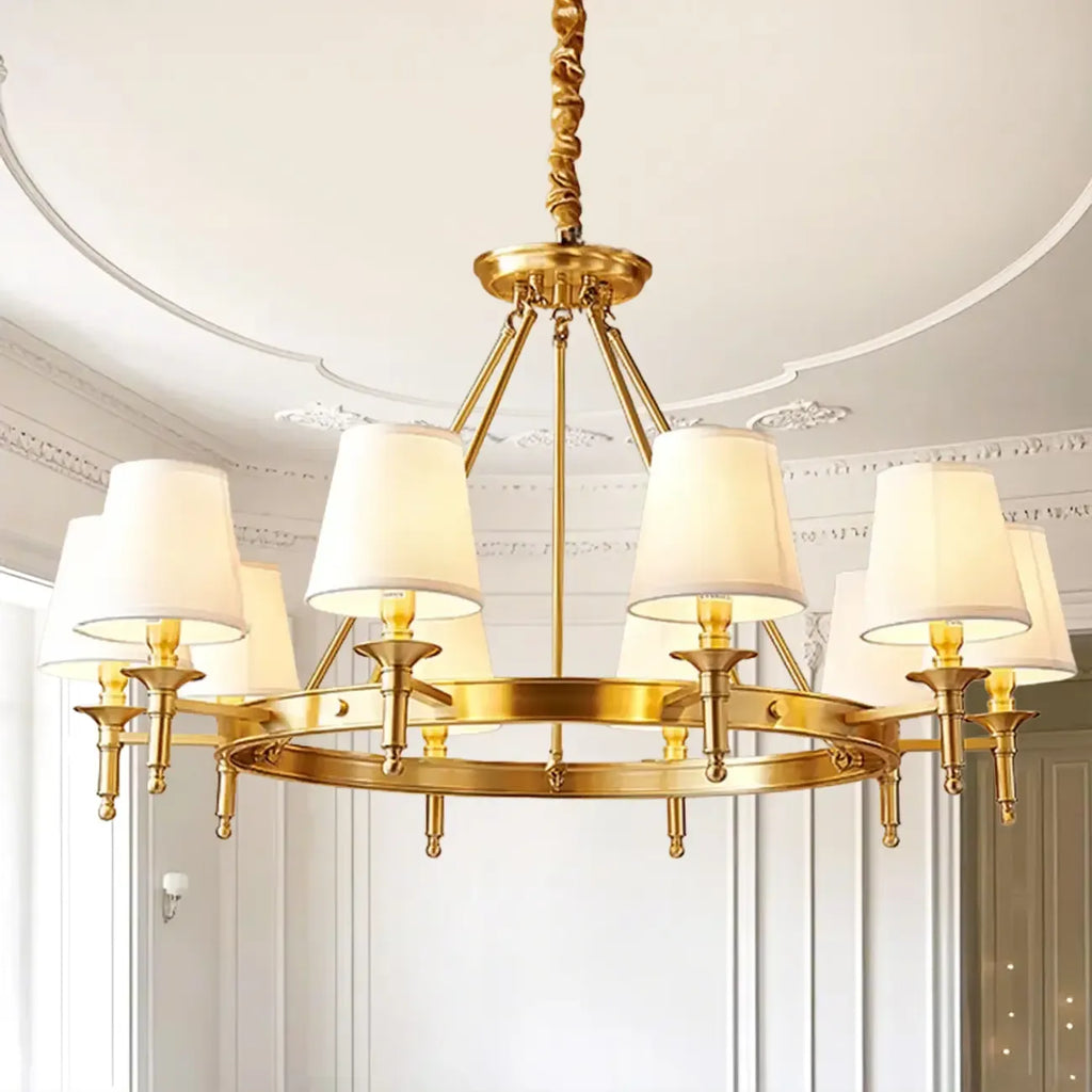 Multi-light Elegant Gold Chandelier with Fabric Shade