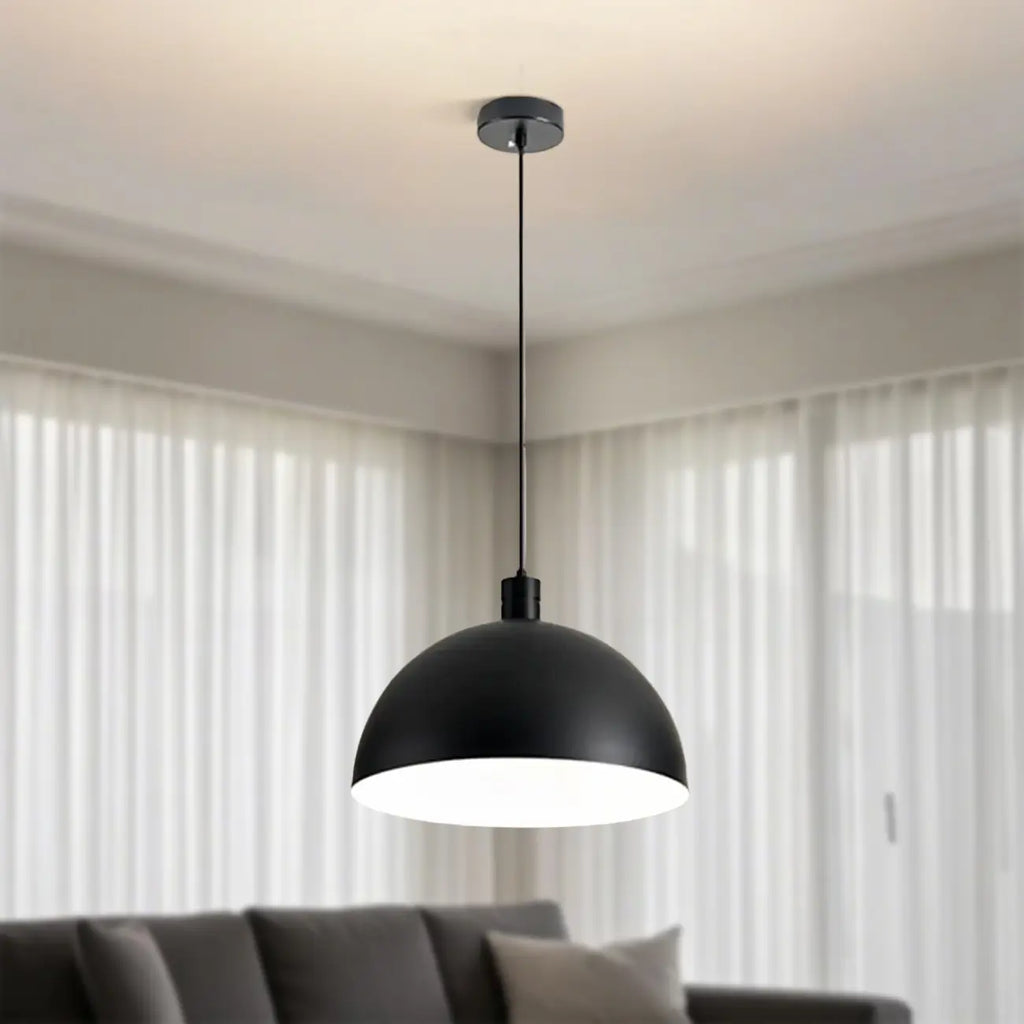 Nordic Cream Glass Dome LED Pendant Light for Living Room
