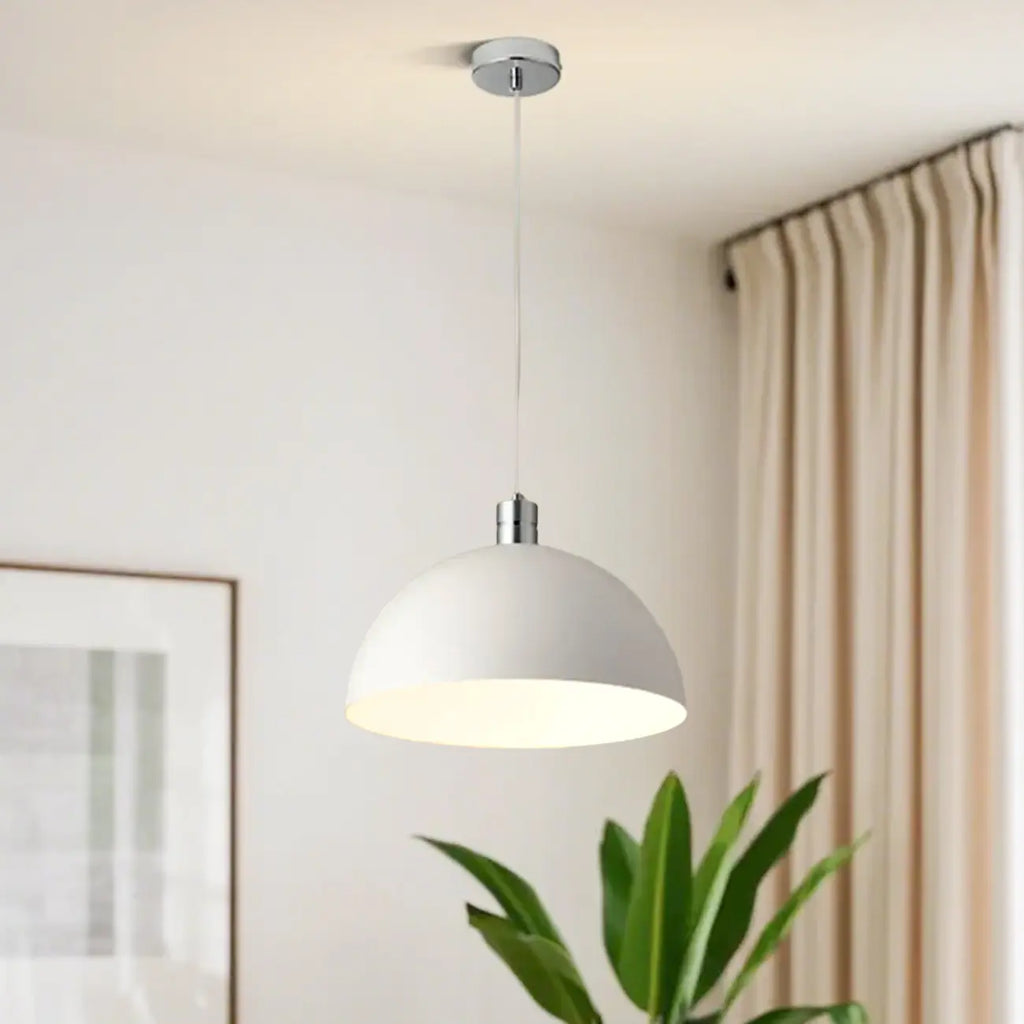 Nordic Cream Glass Dome LED Pendant Light for Living Room