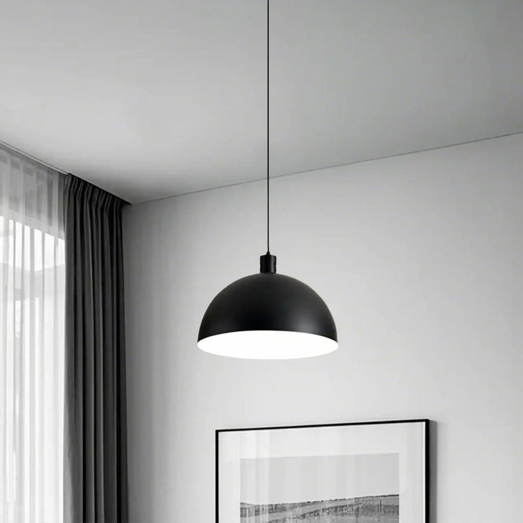 Nordic Cream Glass Dome LED Pendant Light for Living Room