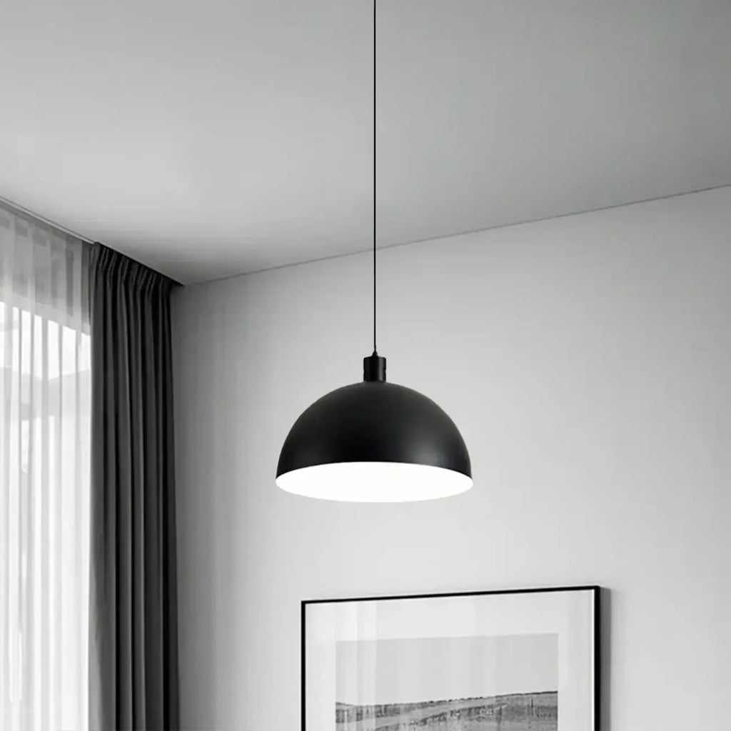 Nordic Cream Glass Dome LED Pendant Light for Living Room