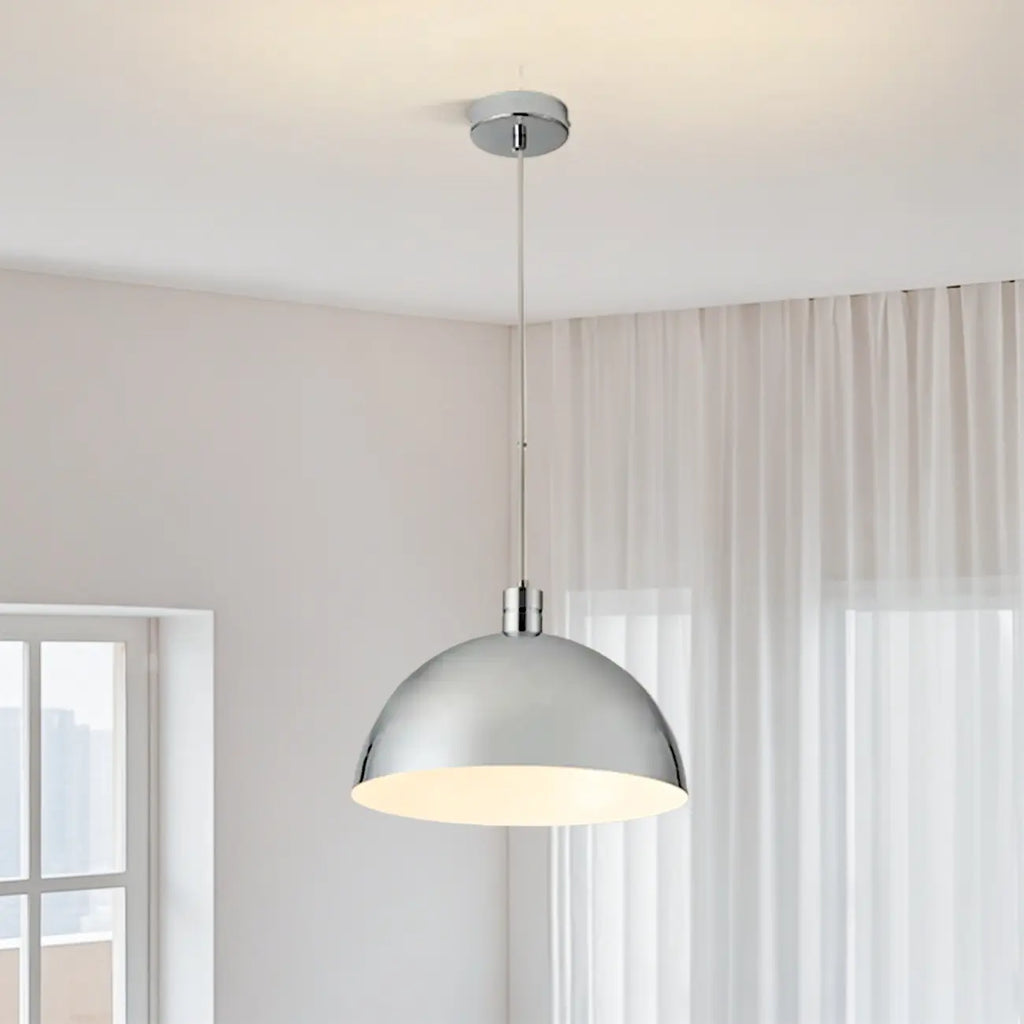 Nordic Cream Glass Dome LED Pendant Light for Living Room