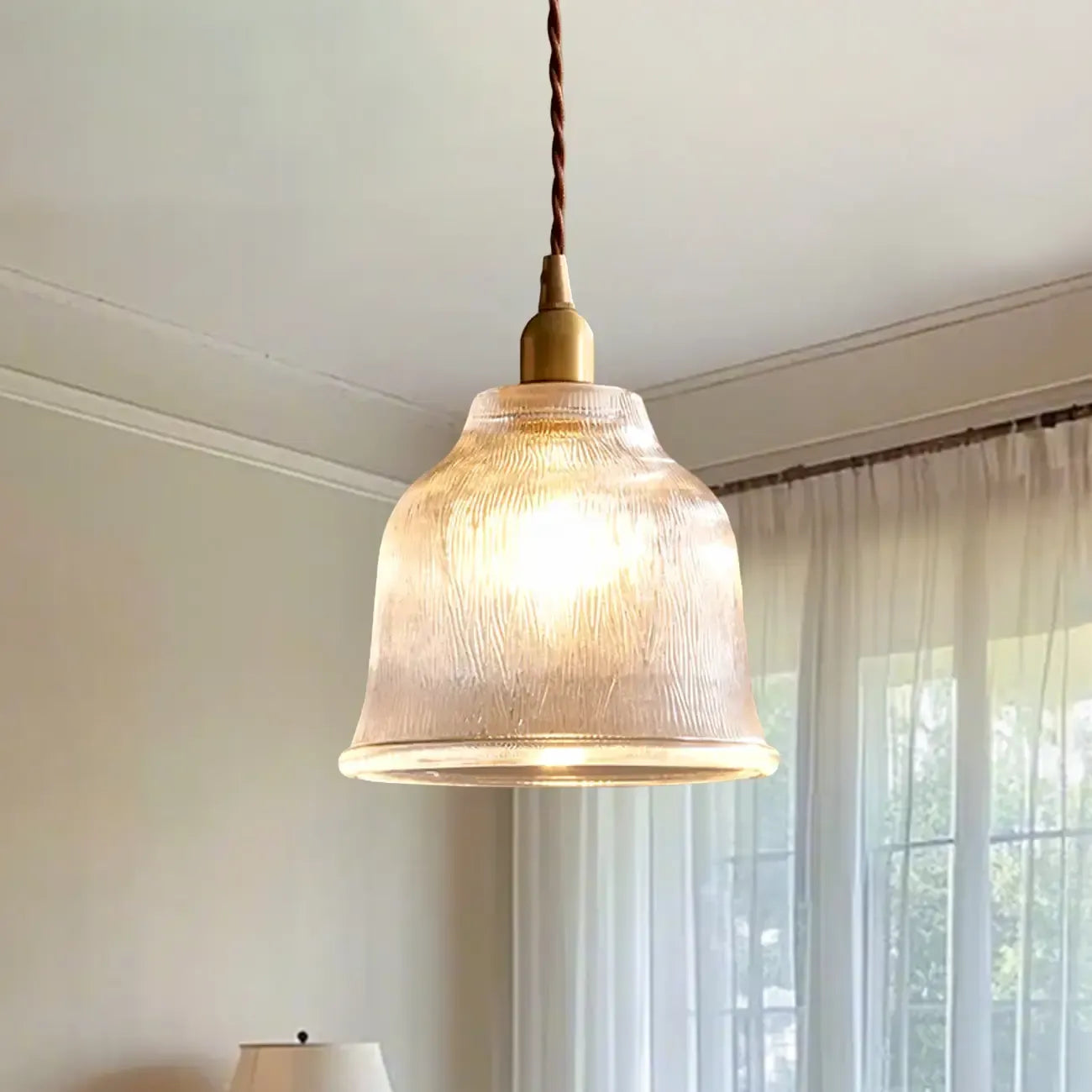 Vintage Frosted Glass bell led pendant lamp for bedroom