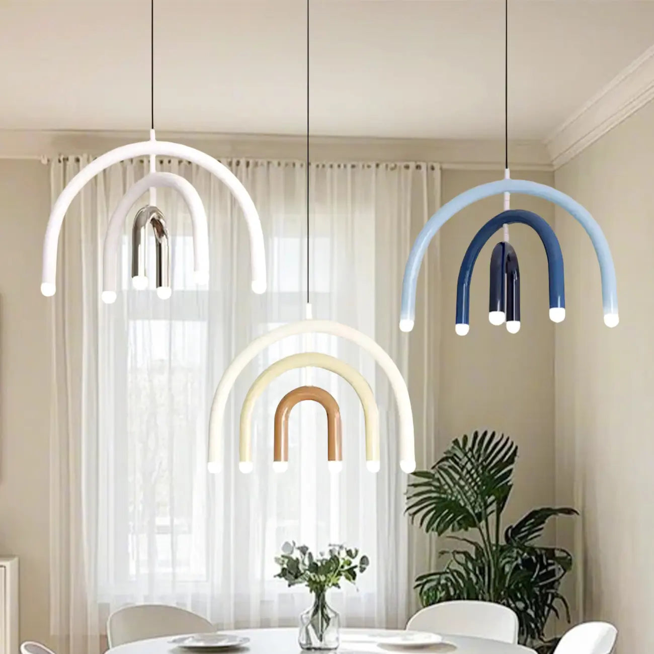 Modern 6-Light LED Chandelier  with Rainbow Shape Design
