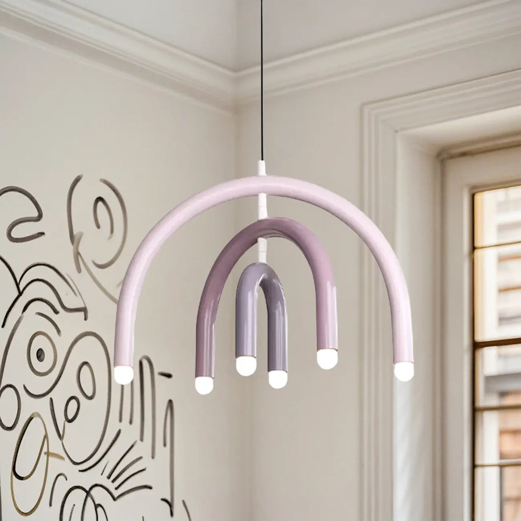 Modern 6-Light LED Chandelier  with Rainbow Shape Design