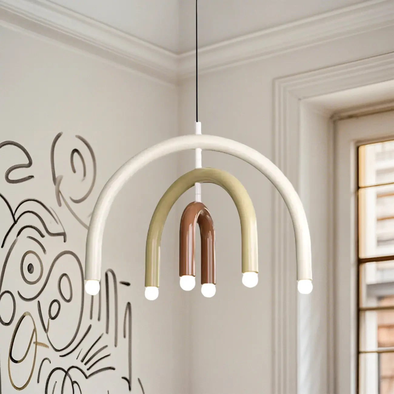 Modern 6-Light LED Chandelier  with Rainbow Shape Design