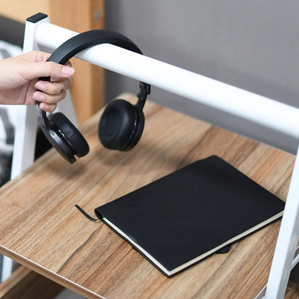 Modern Wooden Nightstand with Rolling Storage Shelves