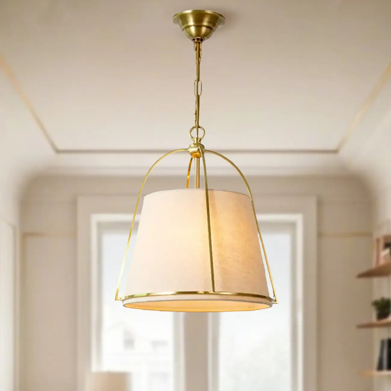 Vintage Fabric Drum Chandelier for Kitchen Dining