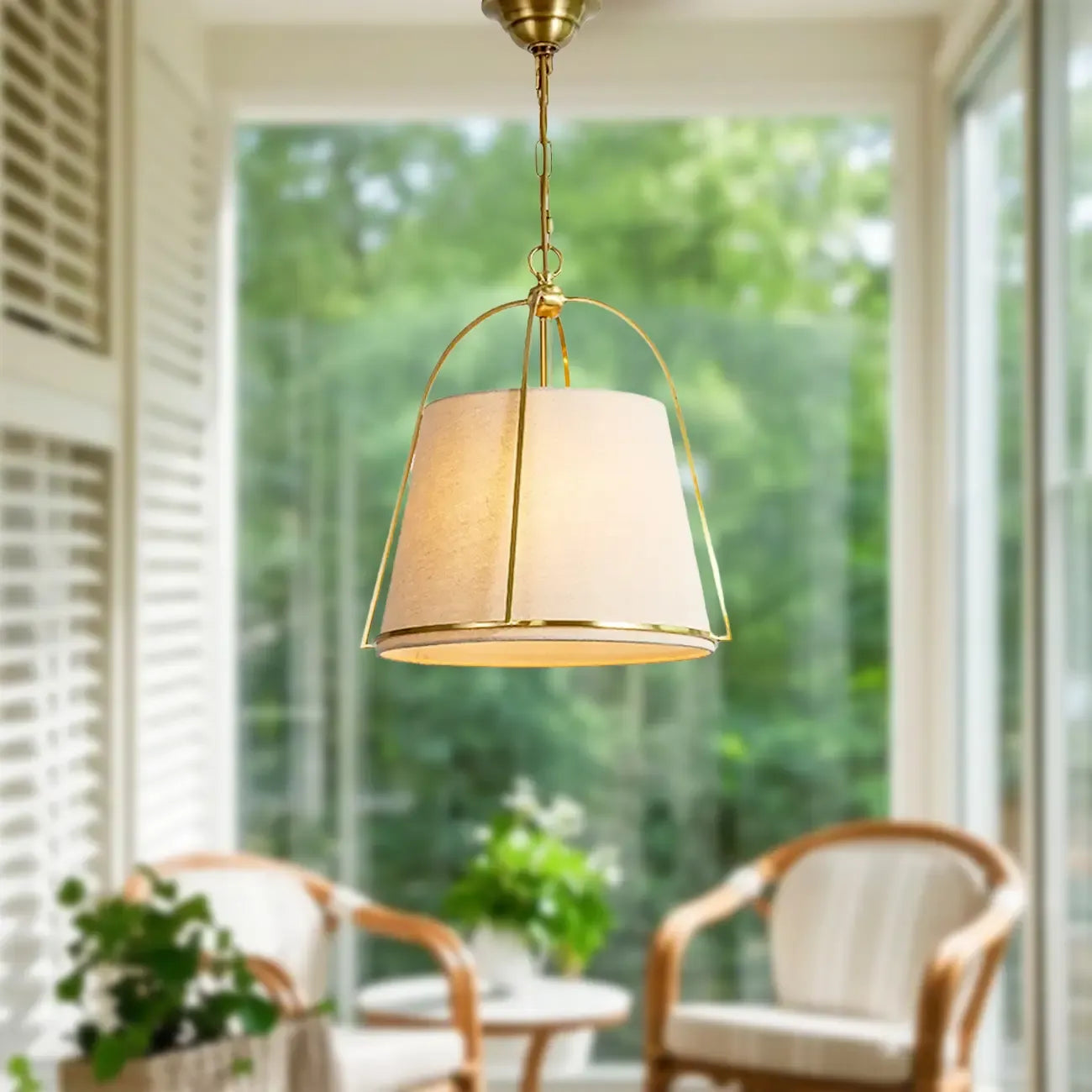 Vintage Fabric Drum Chandelier for Kitchen Dining