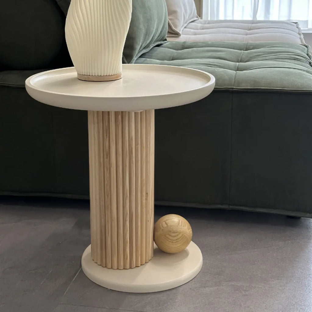 White Scandinavian Stylish Round Wood Coffee Table
