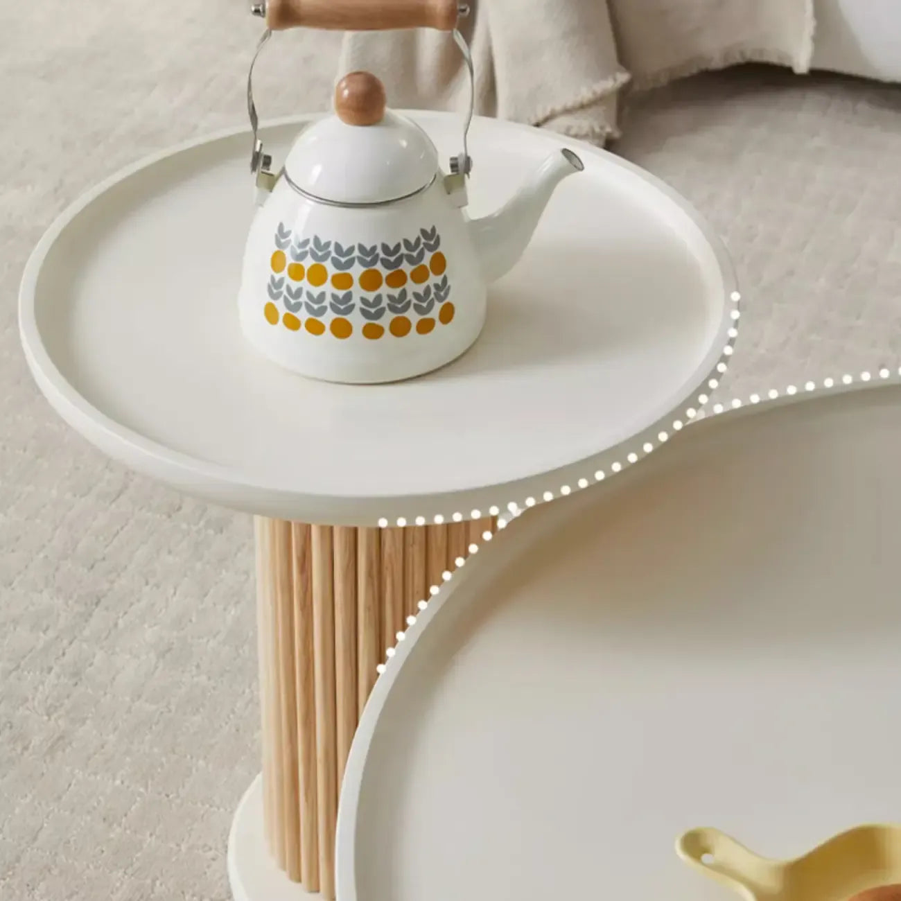 White Scandinavian Stylish Round Wood Coffee Table