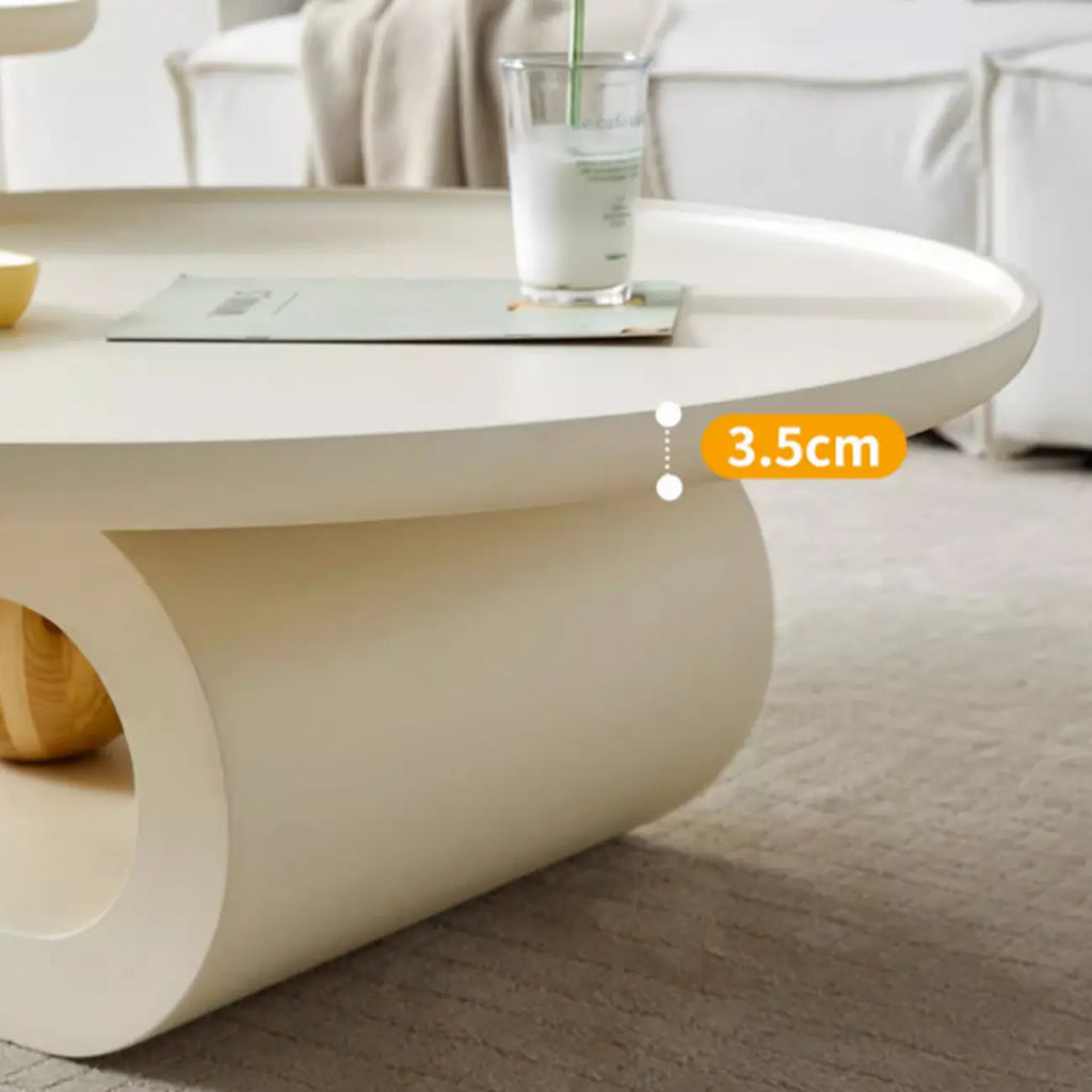 White Scandinavian Stylish Round Wood Coffee Table