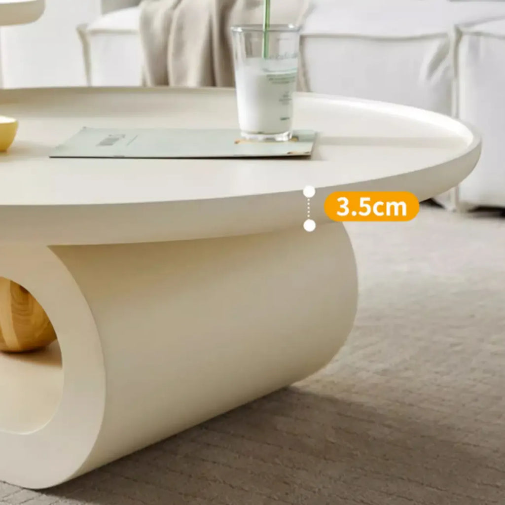 White Scandinavian Stylish Round Wood Coffee Table