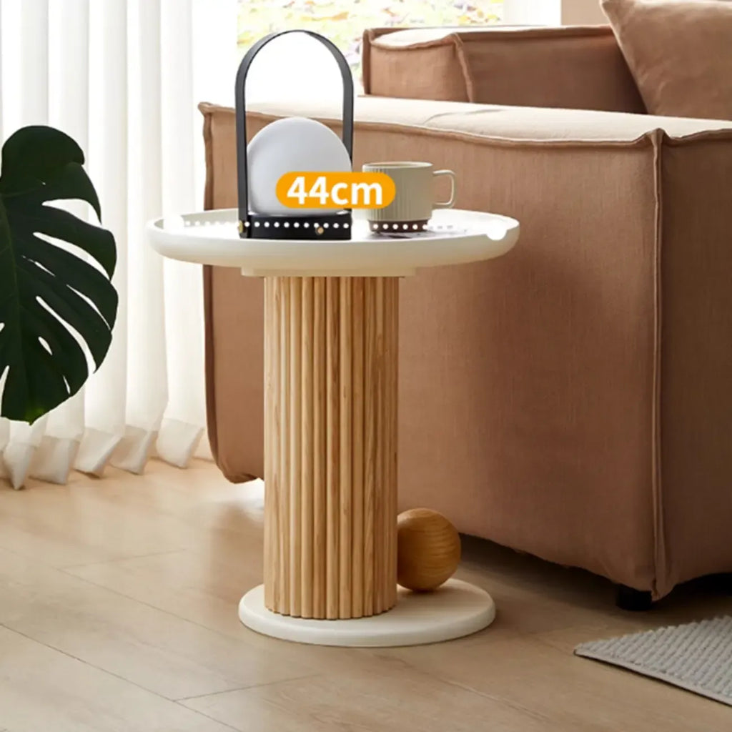 White Scandinavian Stylish Round Wood Coffee Table