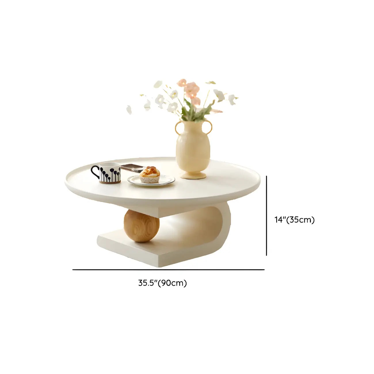 White Scandinavian Stylish Round Wood Coffee Table