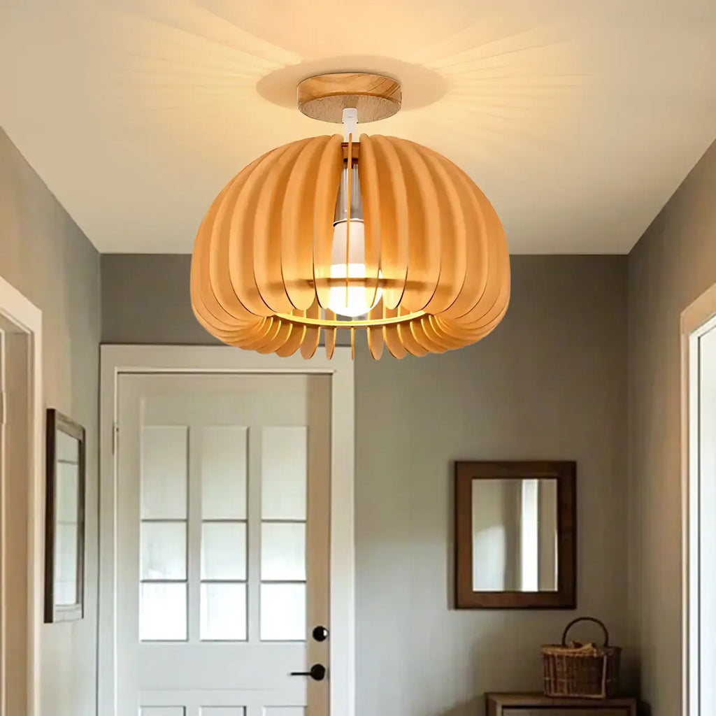 Natural Finish Dome Semi Flush Ceiling Light for Living Room