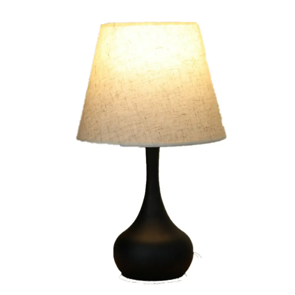 Bedside Elegant Black/White Metal Fabric Table Lamp