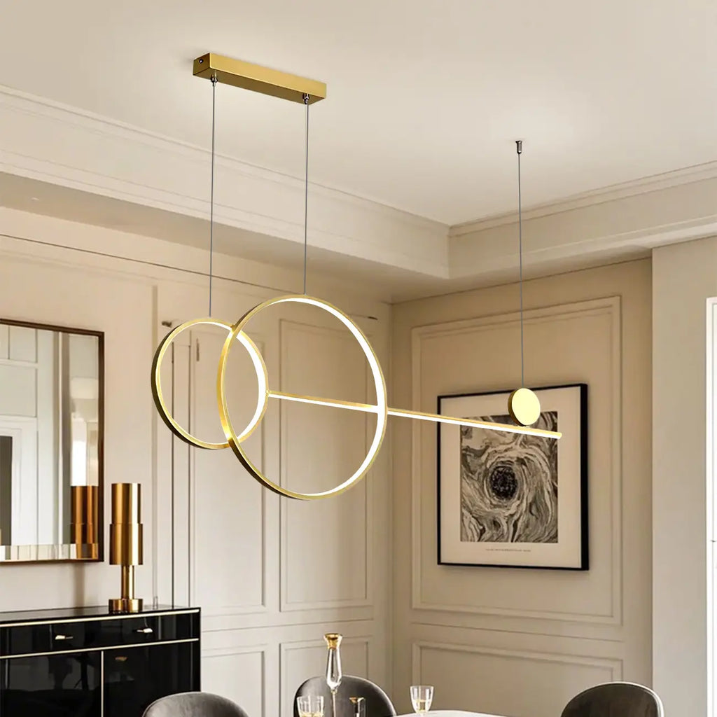 Large Gold Circular LED Island Pendant Light for Kitchen