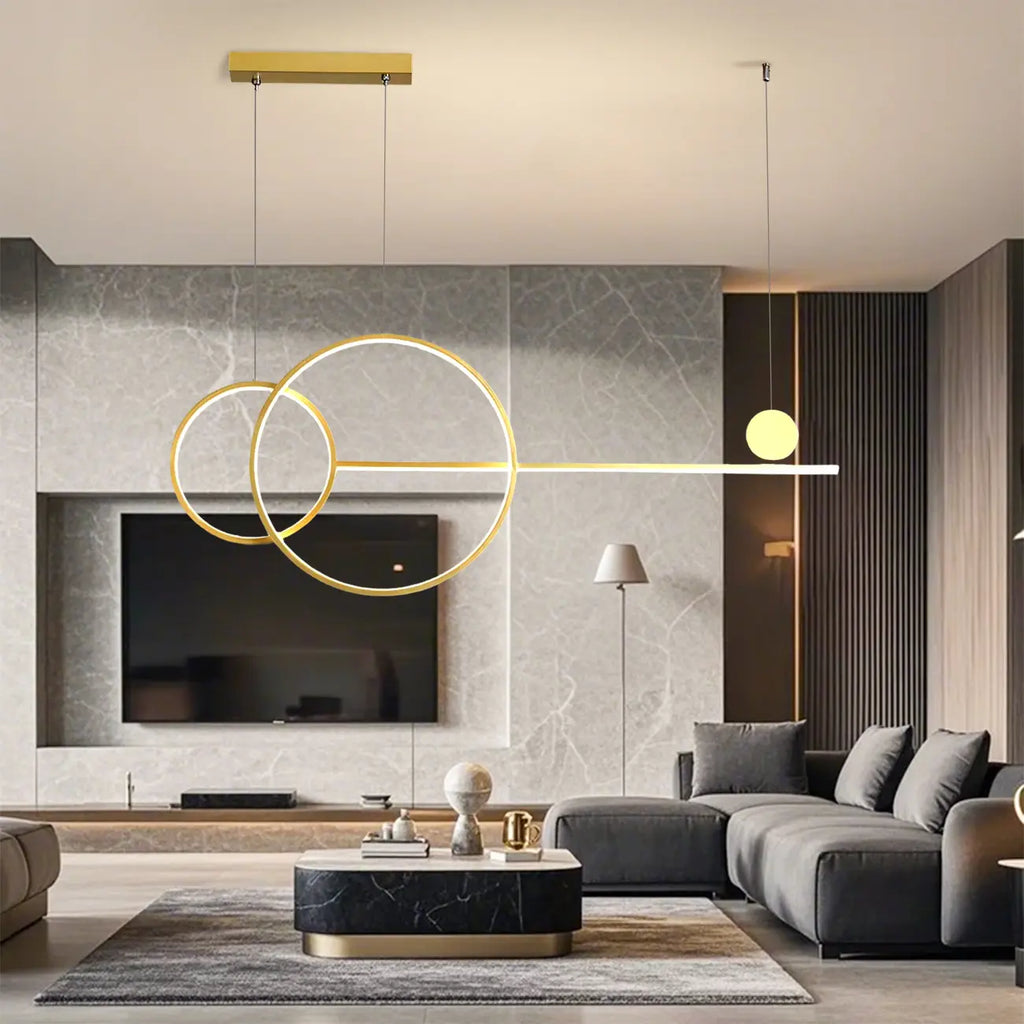 Large Gold Circular LED Island Pendant Light for Kitchen