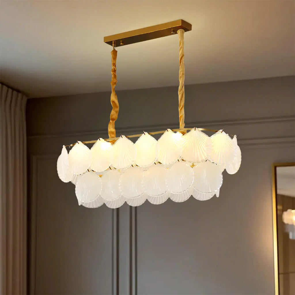 Modern Gold Glass Island Chandelier with 8 Lights